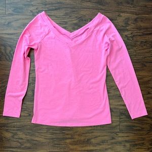 Lilly Pulitzer Hot Pink V Neck 3/4” Sleeve Shirt